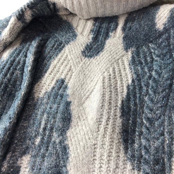 Pilcro Letterpress Anthropologie Sweater Long Sleeve, Cowl Neck Blue Cream Large - Picture 10 of 11